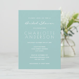 Invitación Moderno guión Minimalista Aqua Bridal Shower