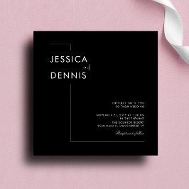 Invitación Moderno guion minimalista elegante B&W Square Boda