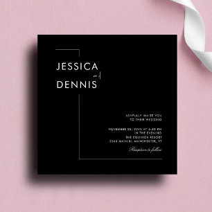 Invitación Moderno guion minimalista elegante B&W Square Boda