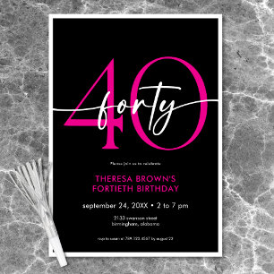 Invitación Moderno guion mínimo rosa cuarenta guiones Cumplea