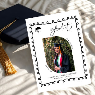 Invitación Moderno guión ondulado 2 Fotos fiesta de graduació