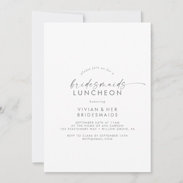 Invitación Moderno guión plateado Bridesmaids Luncheon