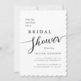 Invitación Moderno guión romántico cortina de vieiras blancas