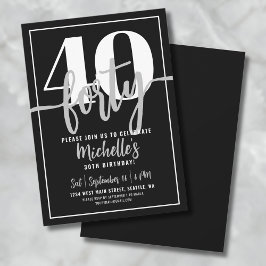 Invitación Moderno guión sencillo y elegante 40 cumpleaños Fi