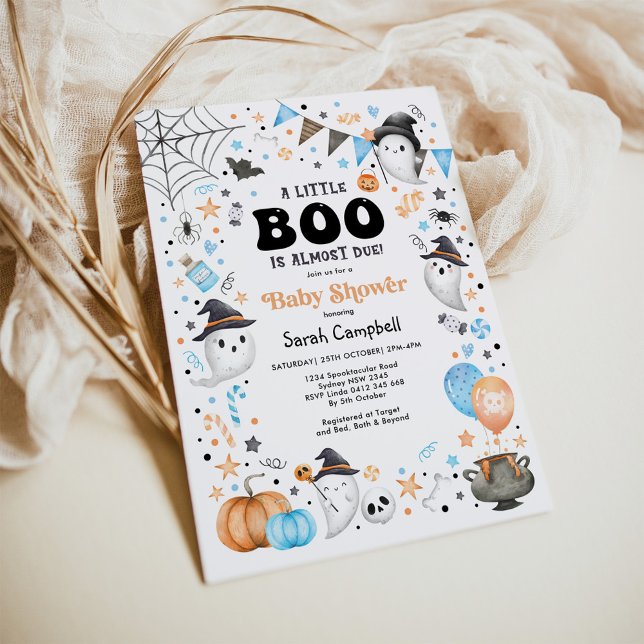Invitación Moderno Halloween Fantasma Boy Baby Shower (Subido por el creador)