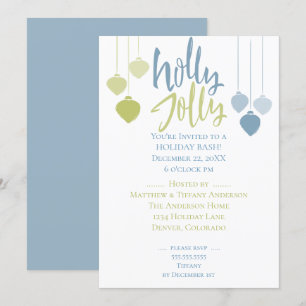 Invitación Moderno Holly Jolly vacaciones Minimalistas bauble