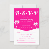 Moderno Hot Pink Beach Wedding RSVP