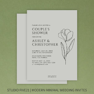Invitación Moderno Humo Floral Drautista Ducha de Boda Negra