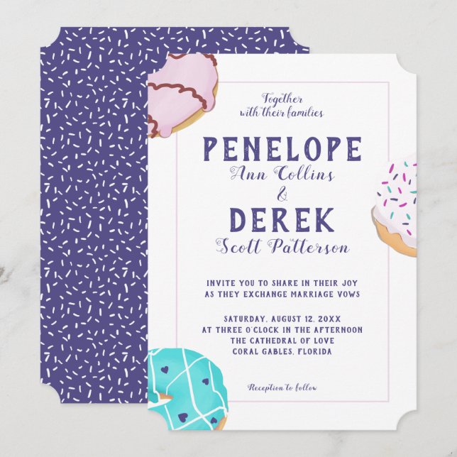 Invitación Moderno Ilustracion de crema helada Boda dulce (Anverso / Reverso)