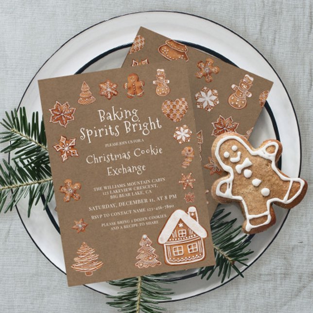 Invitación Moderno intercambio de galletas de color Gingerbre (Subido por el creador)