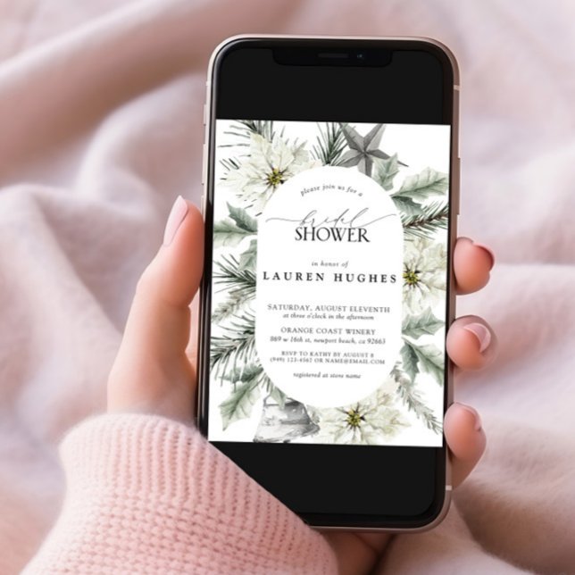 Invitación Moderno invierno Evergreen Floral Bridal Shower (Subido por el creador)