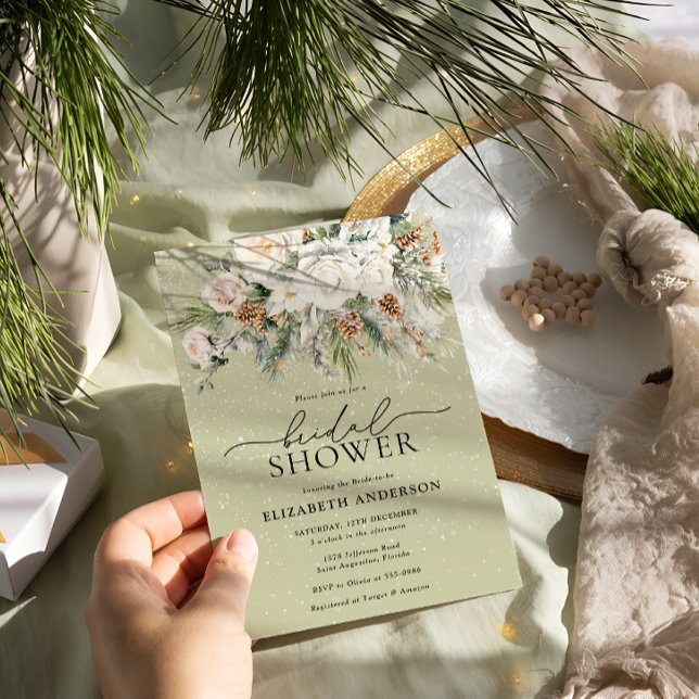 Invitación Moderno invierno Floral Evergreen Bridal Shower I (Subido por el creador)