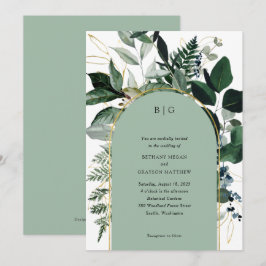 Invitación Moderno jardín de arco elegante verde sabio