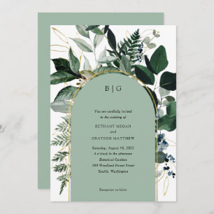 Invitación Moderno jardín de arco elegante verde sabio