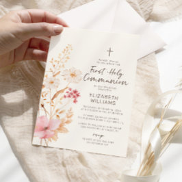 Invitación Moderno Jardín de Flores Silvestres Primera Comuni