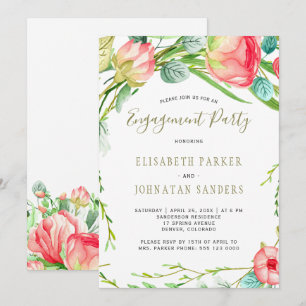 Invitación Moderno jardín elegante rosas fiesta de compromiso