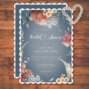 Invitación Moderno Jardín romántico Floral Azul Bridal Ducha