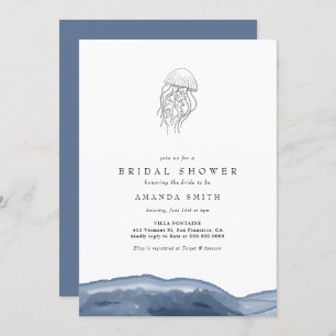 Invitación Moderno Jellyfish Watercolor Beach Bridal Shower