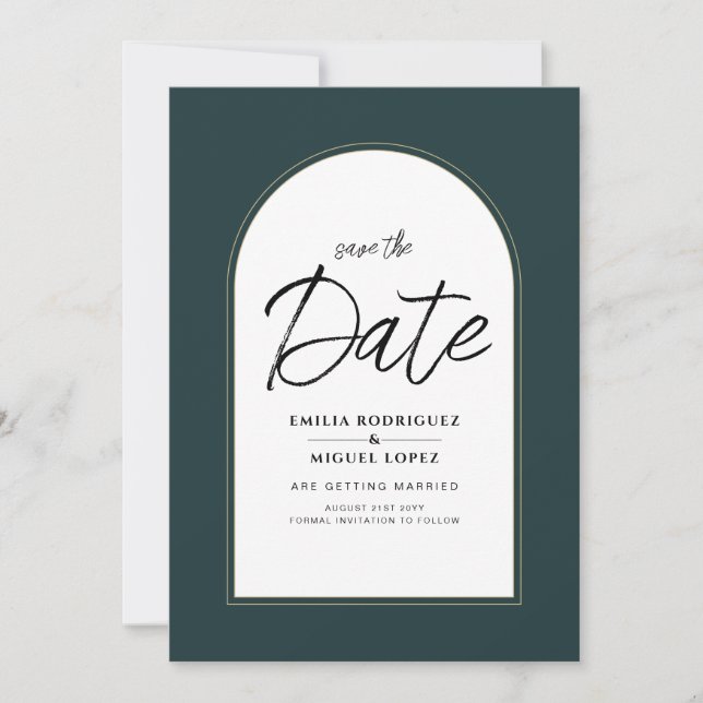 Invitación Moderno JUNIPER Boda de Oro Verde INVITA Código QR (Anverso)