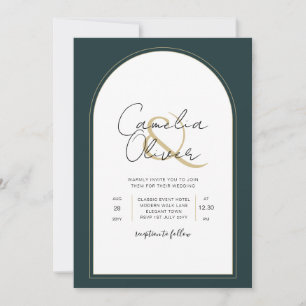 Invitación Moderno JUNIPER Boda de Oro Verde INVITA Código QR