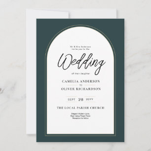 Invitación Moderno JUNIPER Boda de Oro Verde INVITA Código QR
