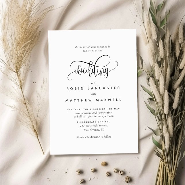 Invitación Moderno Kraft Rústico, elegante Boda de caligrafía (Subido por el creador)