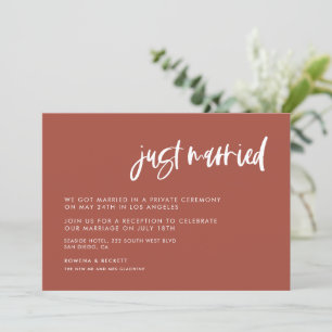 Invitación Moderno ladrillo quemado elegante recién casados