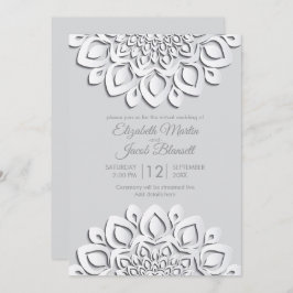 Invitación Moderno libro blanco cortado Mandala Boda virtual