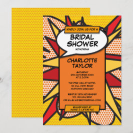 Invitación Moderno libro de cómic sobre ducha de novia divert