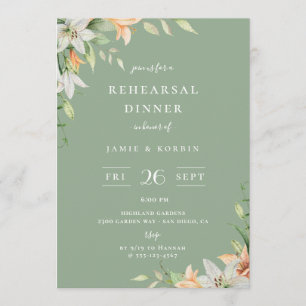 Invitación Moderno Lily Floral Sage Green Ensayo Cena
