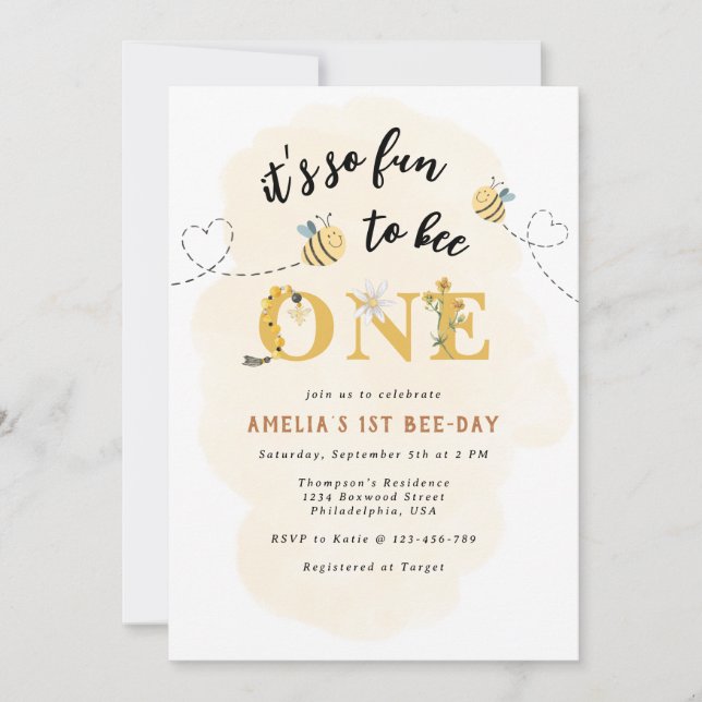 Invitación Moderno Lindo Es tan divertido ser uno cumpleaños  (Anverso)