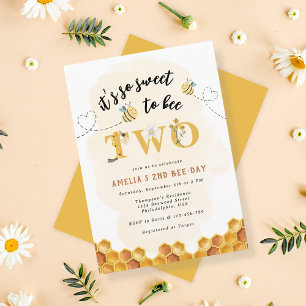 Invitación Moderno Lindo Es tan dulce ser dos Cumpleaños 2