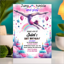 Invitación moderno lindo Jump chica gimnasia 10 cumpleaños
