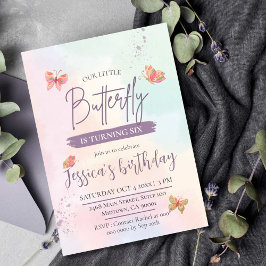 Invitación Moderno lindo y elegante tema mariposa tema 6 cump