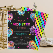 Moderno Little Monsters Watercolor ducha bebé