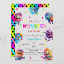 Moderno Little Monsters Watercolor ducha bebé Invi