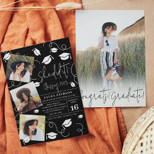 Invitación Moderno Lo hizo con una graduación de fotos en bla