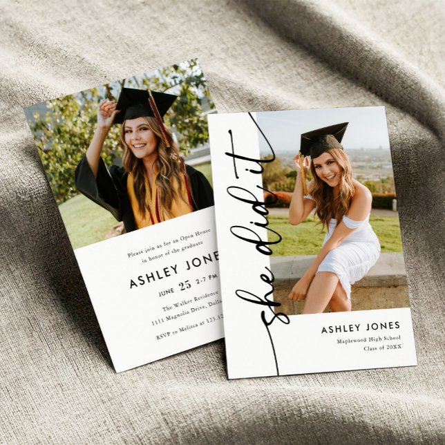 Invitación Moderno, Lo Hizo Foto Graduada (Subido por el creador)