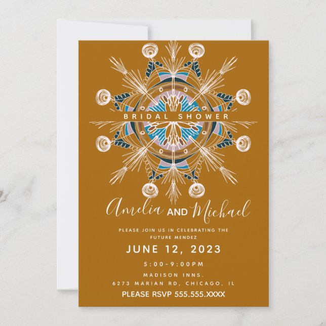 Invitación Moderno Mandala Mustard Boho Art Bridal Shower (Anverso)