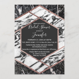 Invitación Moderno Marble Rosa Gold Trim Hexagon Bridal Showe