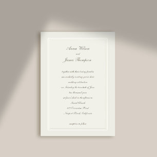 Invitación Moderno Marco Clásico Elegante Ecru Formal Boda