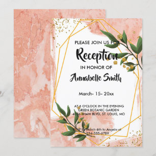 Invitación Moderno Marco dorado Marfil Verde Floral Recepción