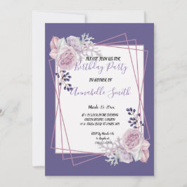 Invitación Moderno Marco geométrico púrpura Flora Fiesta de c