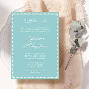 Invitación Moderno Marco Islámico Escalonado de Boda Elegante