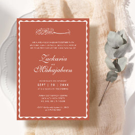 Invitación Moderno Marco Islámico Escalonado de Boda Elegante