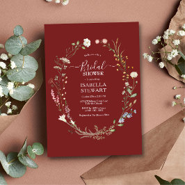 Invitación Moderno Marsala Wildflower Spring Bridal Shower