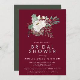 Invitación Moderno Marsala Winter Floral Bouquet Bridal Showe