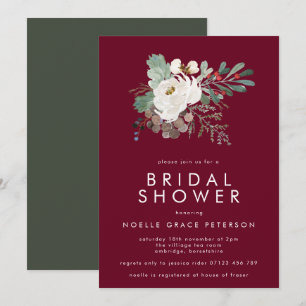 Invitación Moderno Marsala Winter Floral Bouquet Bridal Showe