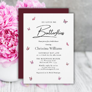 Invitación Moderno Me Da Mariposas Ducha Bridal