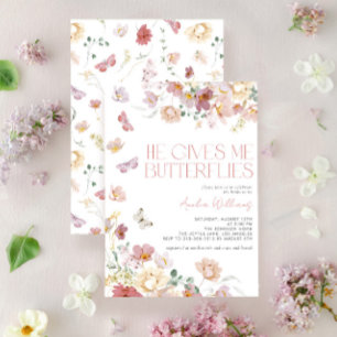 Invitación Moderno Me Da Mariposas Ducha De Novias Rosa